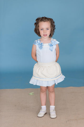 Dolce Petit Blue & Beige Skirt Set