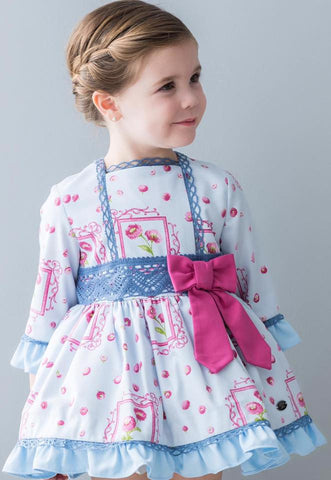 Dolce Petit Blue & Pink Long Sleeve Dress