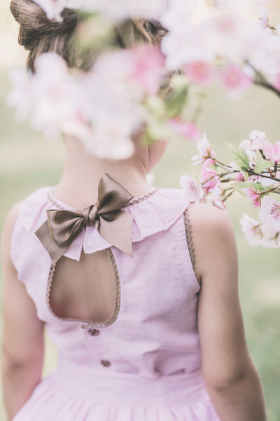 Dolce Petit Pink & Camel Puffball Blouse & Skirt Set 2240-23