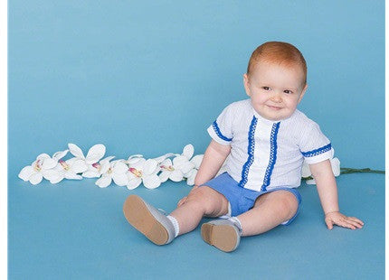 Dolce Petit Boys Blue & White Shirt & Shorts set
