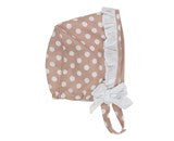 Dolce Petit Beige & White Polka Dot Dress with Bonnet and Pants