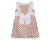 Dolce Petit Beige & Whtite Polka Dot Dress
