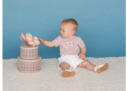 Dolce Petit Boys Beige Stripe Shirt & Short Set