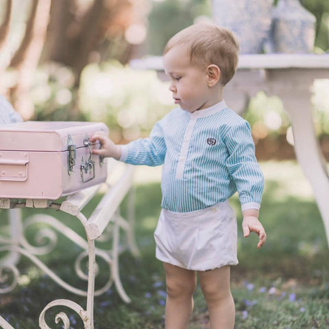 Dolce Petit Boys Turquoise Stripe Shirt & Short set