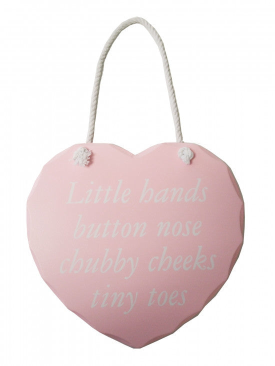 Pink 'Little Hands' Hanging Heart Plaque