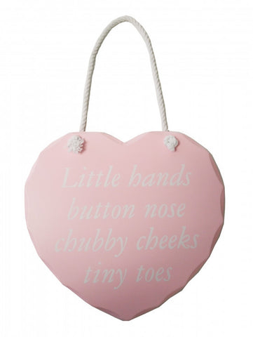 Pink 'Little Hands' Hanging Heart Plaque