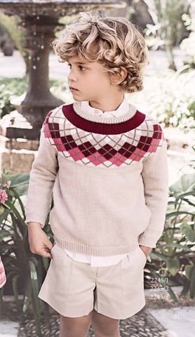 Dolce Petit Boys Burgandy, Pink & Cream Jumper (2245-J)