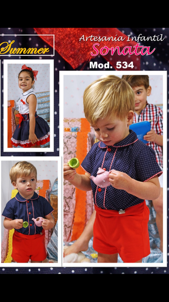 Boys Classic Red Short and Blue Shirt set