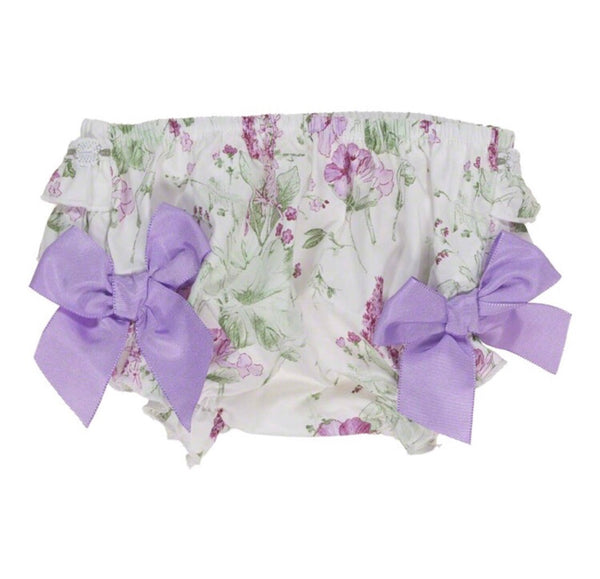 Dolce Petit Baby Girls Cream & Lilac Ribbon Dress & Knickers Set 2149-VB