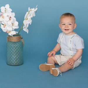 Dolce Petit Boys Baby Blue Shirt & Beige Short Set