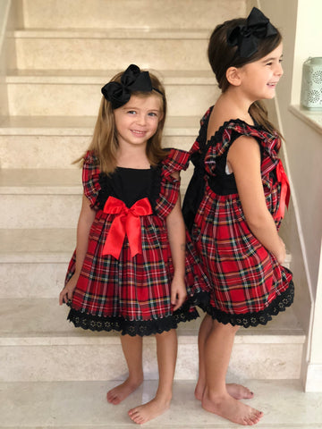 Tartan & Black Lace Puffball Dress