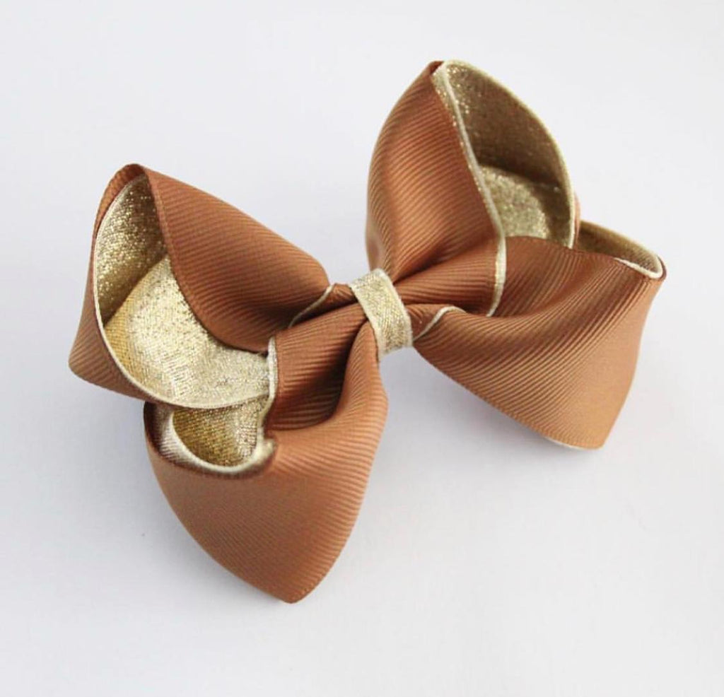Golden Brown & Metallic Gold Bow