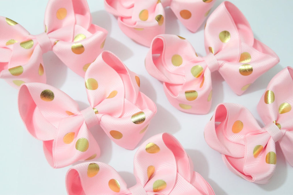 Pink & Rose Gold Polka Dot Bow