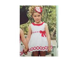 Dolce Petit White Dress with Red Bow