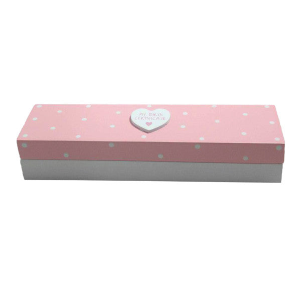 Pink Birth Certificate Box