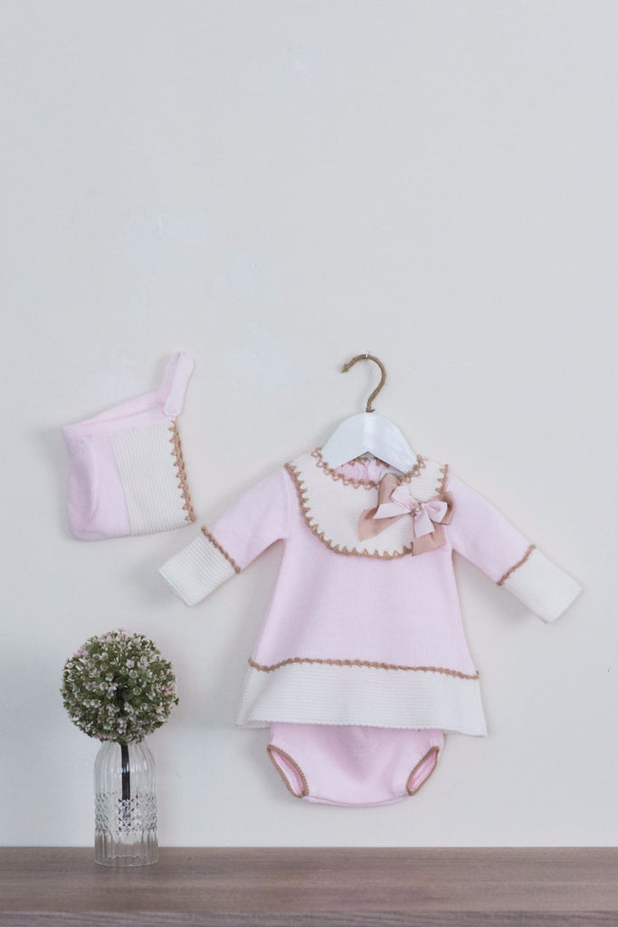 Dolce Petit Girls Pink Dress Pants and Bonnet (2114)