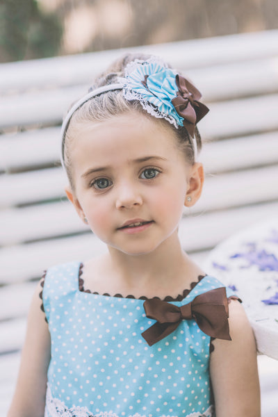 Dolce Petit Turquoise & Brown Headband 2213-D