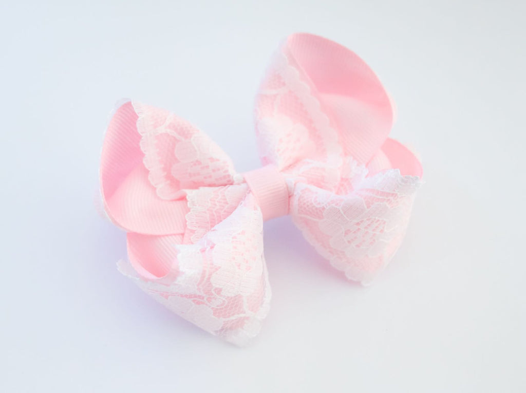 Baby Pink Vintage Lace Bow