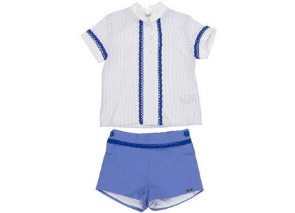 Dolce Petit Boys Blue & White Shirt & Shorts set
