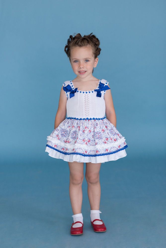 Dolce Petit Royal Blue & White Knit Dress