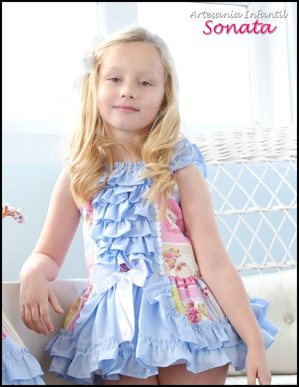 Blue Floral Ruffle Drop Waist Dress Dulce Bebe Boutique Blue Floral Ruffle Drop Waist Dress Dulce Bebe Boutique