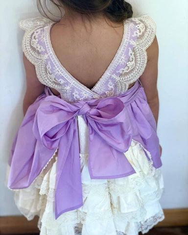 Dulce Bebe Lilac & Cream Lace Spanish Dress