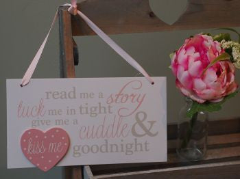 Pink Read me a Story, Tuck me in Tight Rectangular Plaque