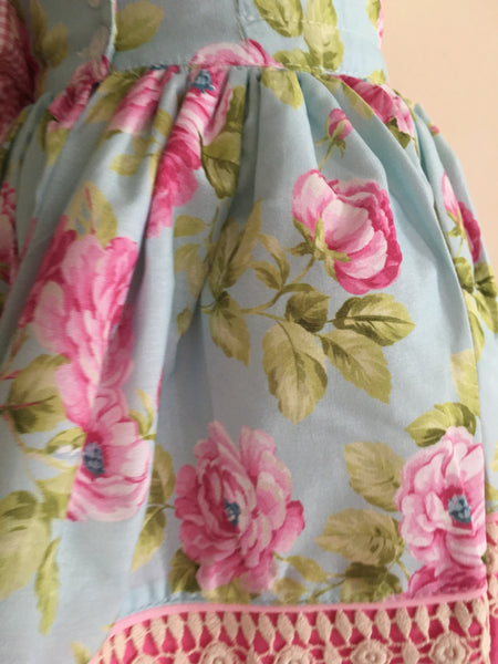 Sonata Turquoise & Pink Floral Skirt & Blouse Set