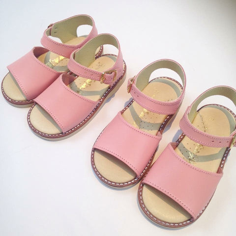 Pink Leather Spanish Sandals
