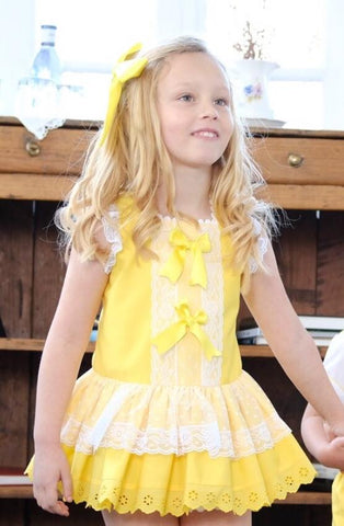 Yellow and White Drop Waist Dress