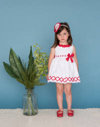 Dolce Petit White Dress with Red Bow