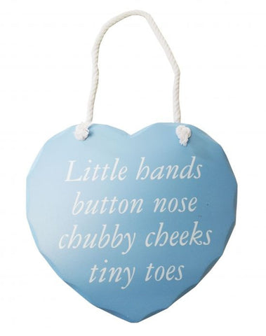 Blue 'Little Hands' Hanging Heart Plaque