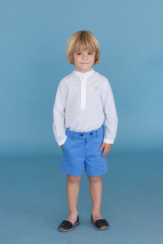 Dolce Petit Royal Blue Stripe Shirt & Short Set