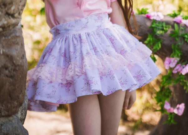 Dusky Pink Knit Jumper & matching Floral Skirt