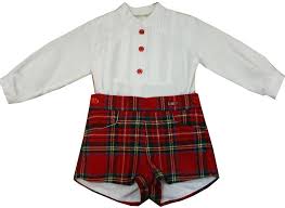 Miranda Boys White Shirt & Tarten Shorts Set (0149)