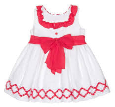 Dolce Petit White Dress with Red Bow