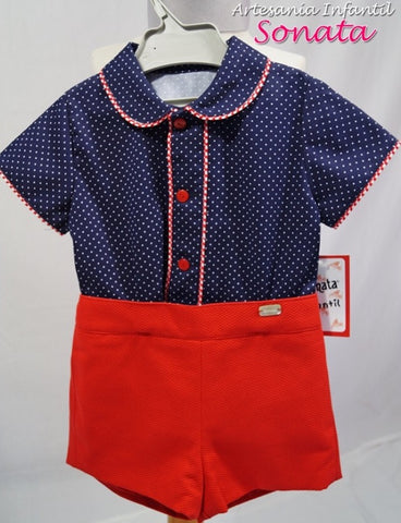 Boys Classic Red Short and Blue Shirt set