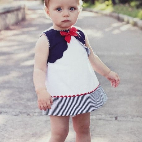 Dolce Petit White, Red & Navy Dress